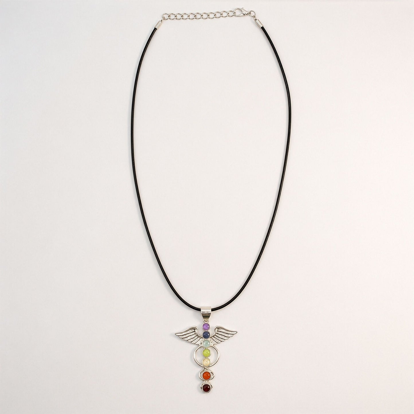 Indian Devotional Pendant - Silver Plated (45cm Cord)- Angel Chakra | Auro & Co