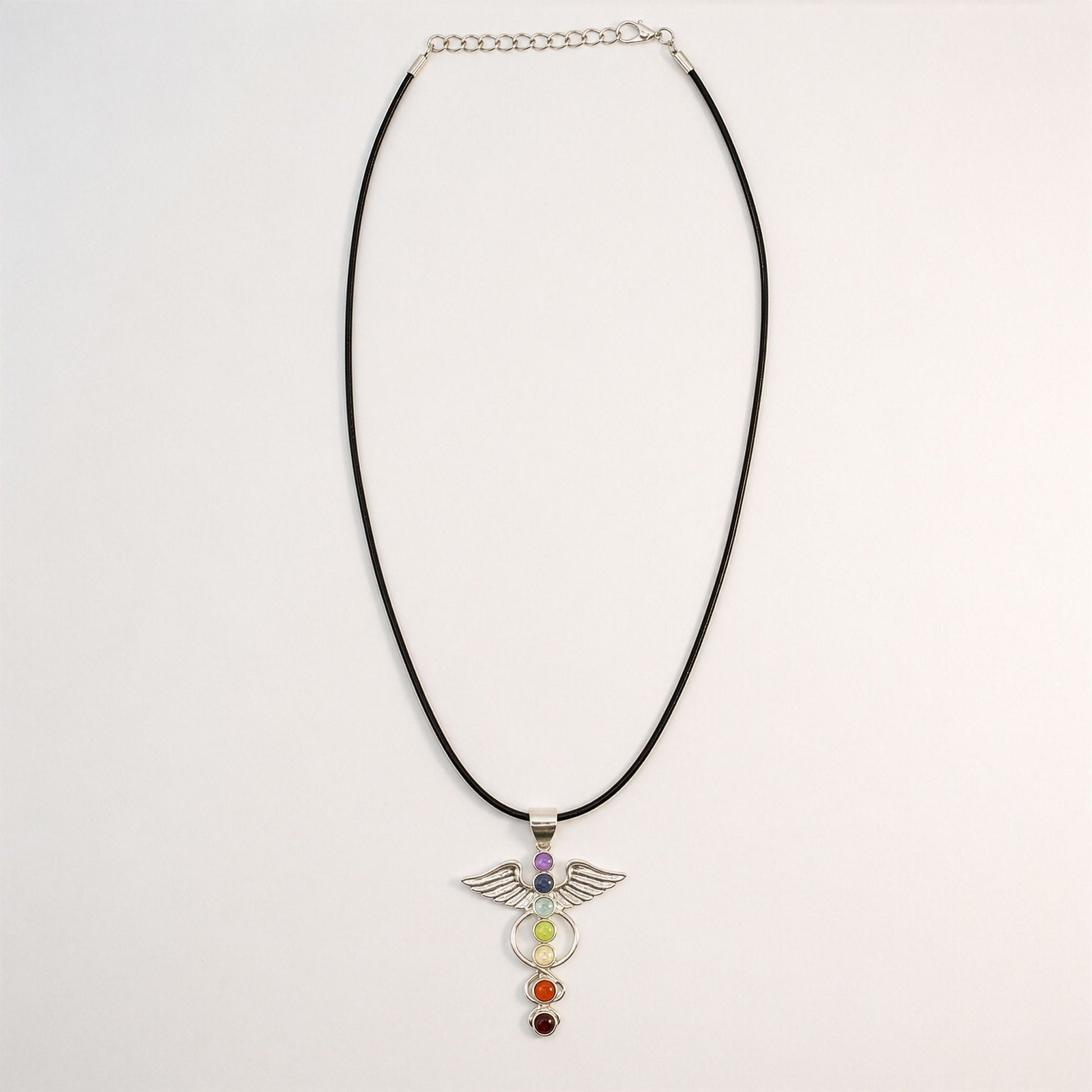 Indian Devotional Pendant - Silver Plated (45cm Cord)- Angel Chakra | Auro & Co