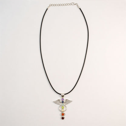 Indian Devotional Pendant - Silver Plated (45cm Cord)- Angel Chakra | Auro & Co