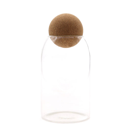 Minimalist Cork-Ball Clear Glass Jar – 15cm