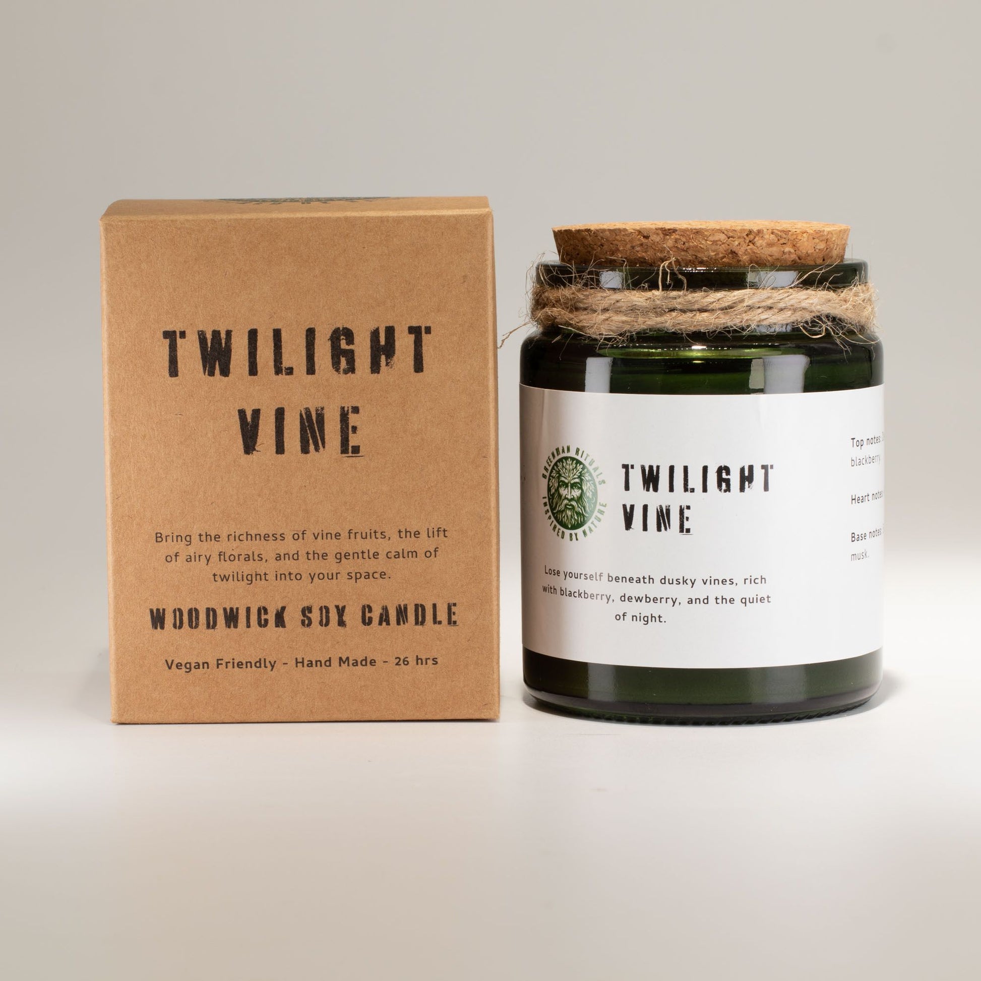 Greenman Woodwick Soy Candle - Twilight Vine – lifestyle shot