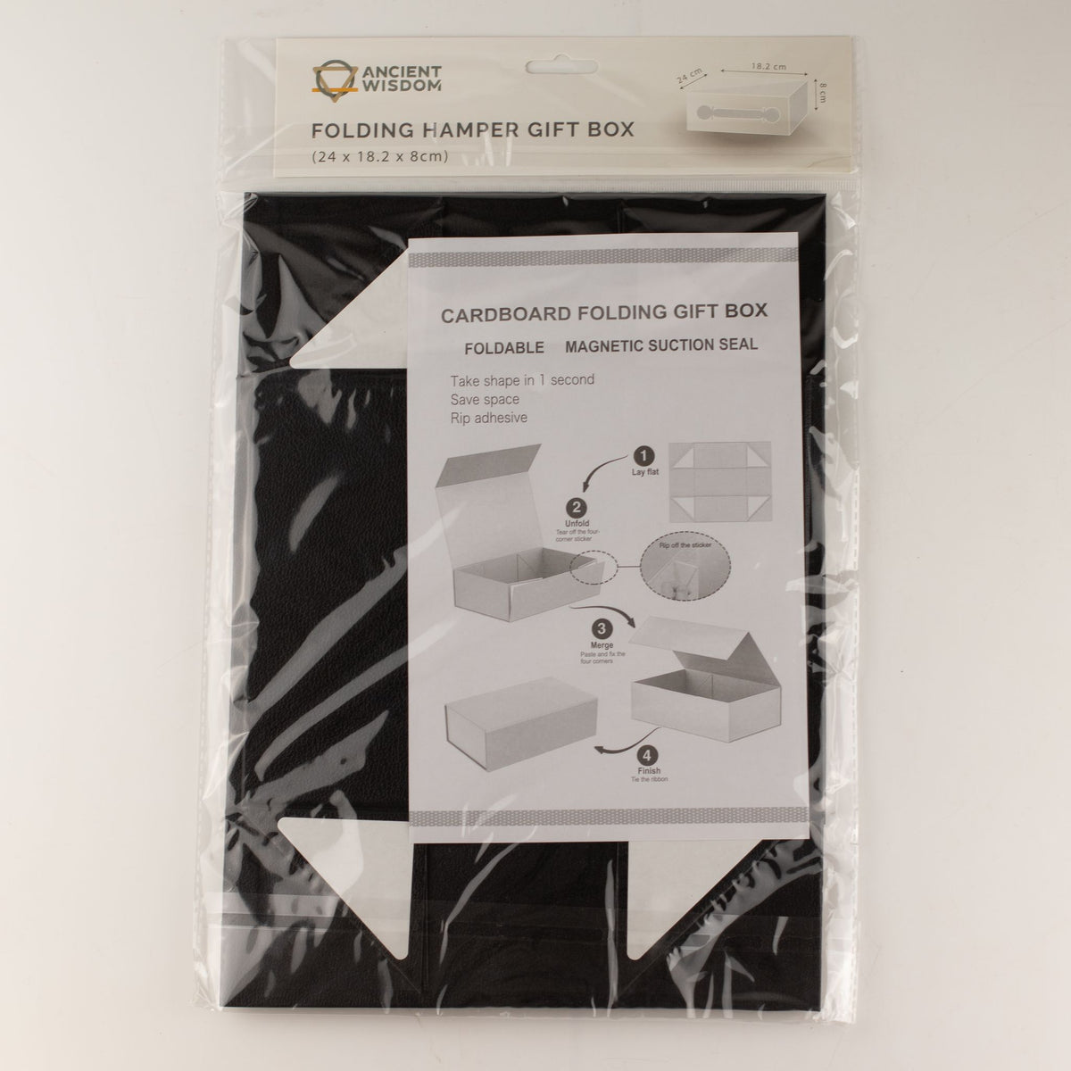 Flat Pack Gift Box - Medium Hamper (24x18.2x8cm) - Black