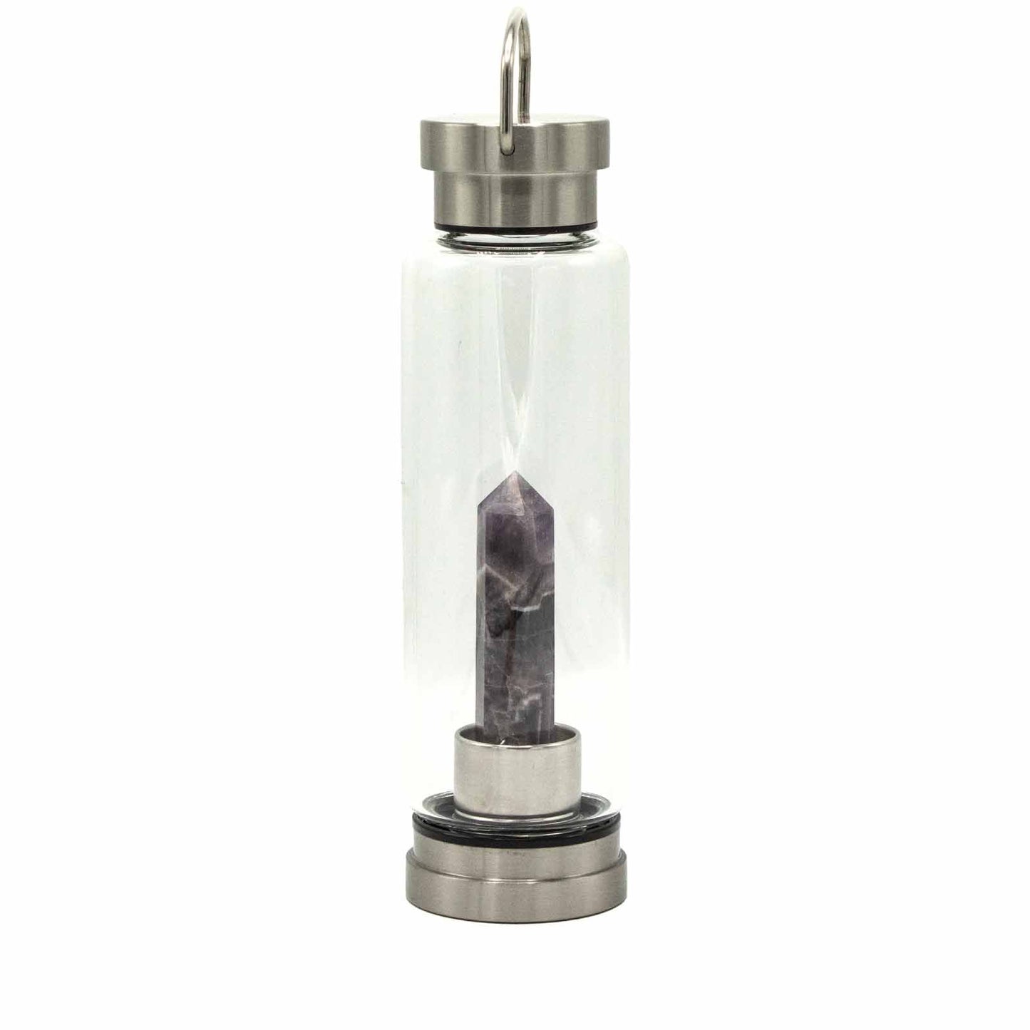 Crystal Infused Glass Water Bottle - Relaxing Amethyst - Obelisk | Auro & Co