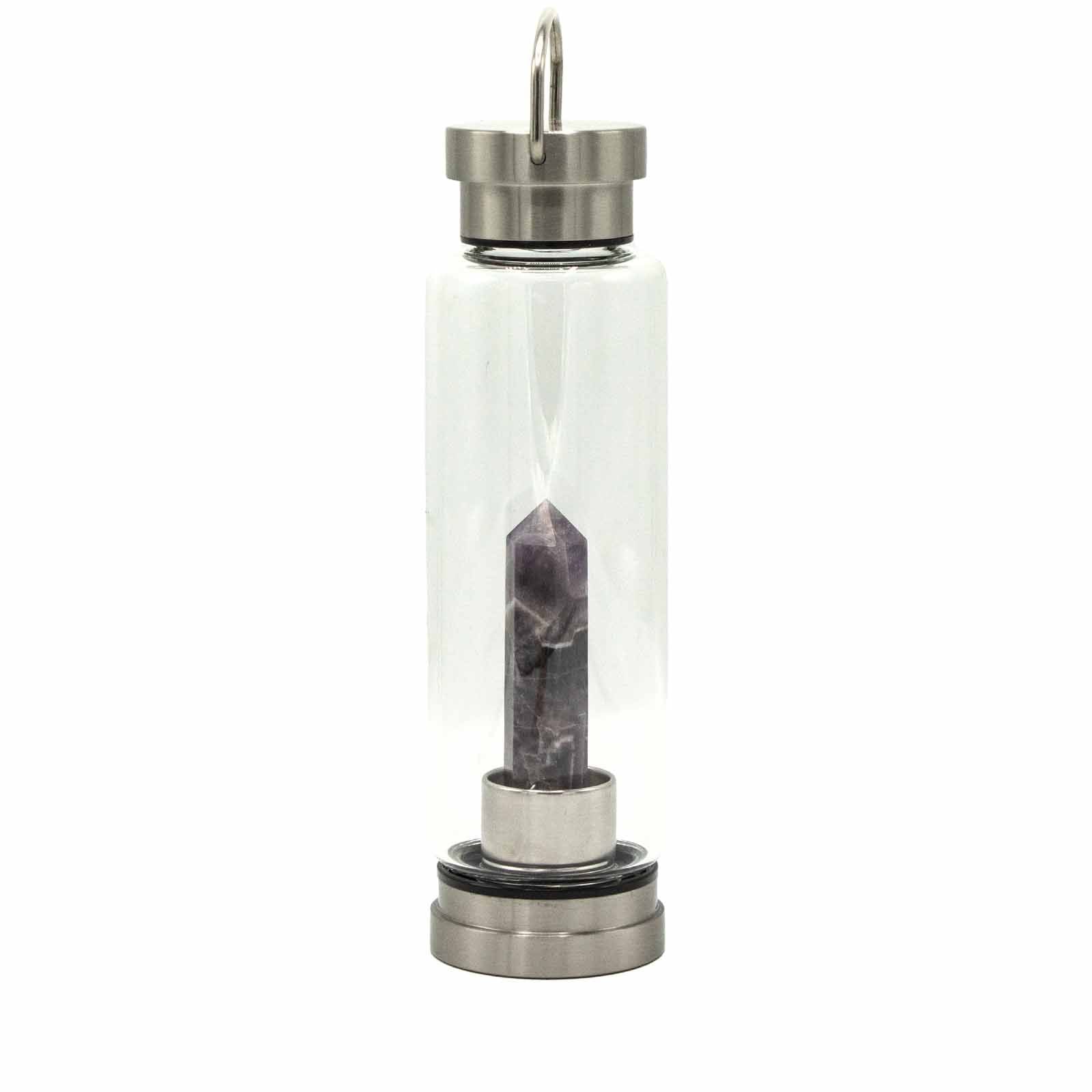 Crystal Infused Glass Water Bottle - Relaxing Amethyst - Obelisk | Auro & Co
