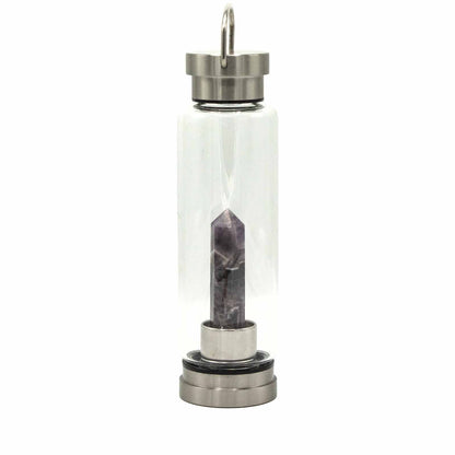 Crystal Infused Glass Water Bottle - Relaxing Amethyst - Obelisk | Auro & Co