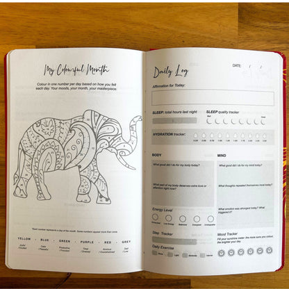 Red Wellness Journal - 120 pages - Golden Mandala and Lotus – product image 5