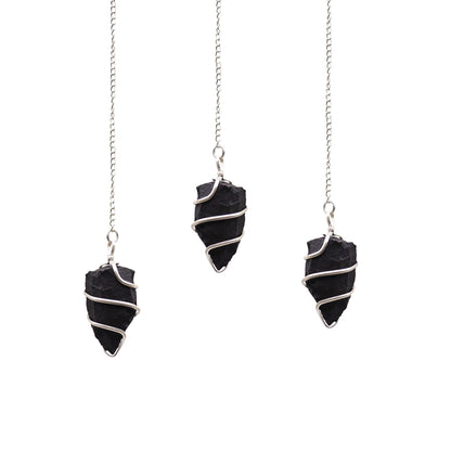 Raw Gemstone Pendulum - Black Agate | Auro & Co