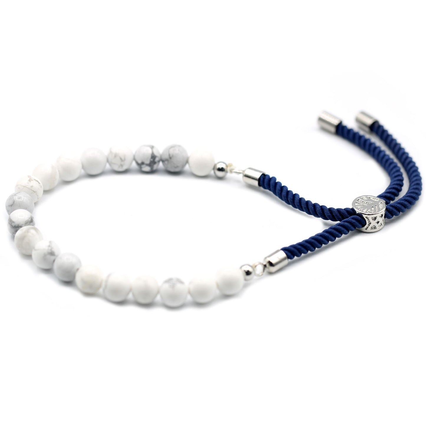 925 Silver Plated Gemstone Navy String Bracelet - White Howlite | Auro & Co