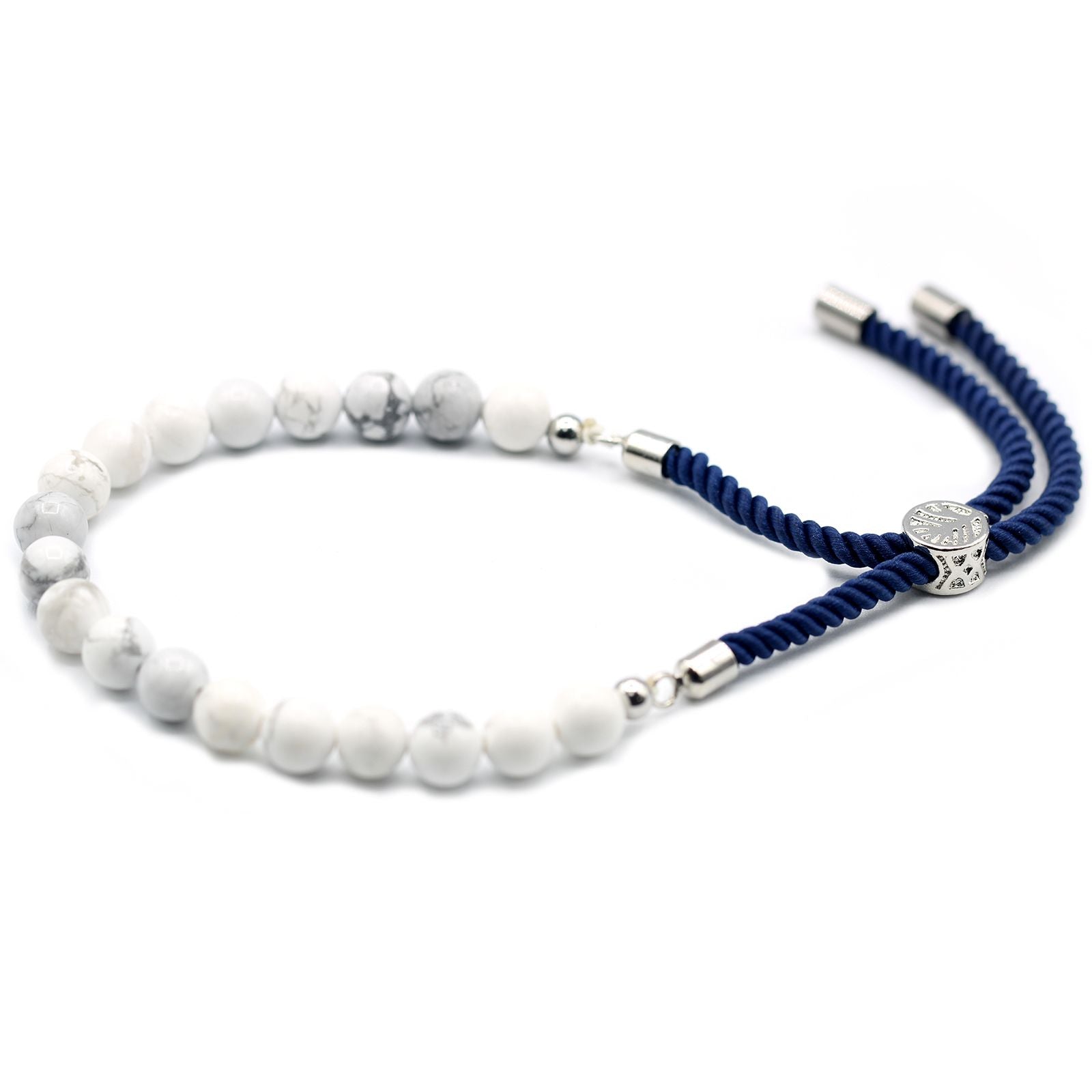 925 Silver Plated Gemstone Navy String Bracelet - White Howlite | Auro & Co