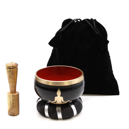 Buddha Singing Bowl Set- Black/Orange 10.7cm – lifestyle shot