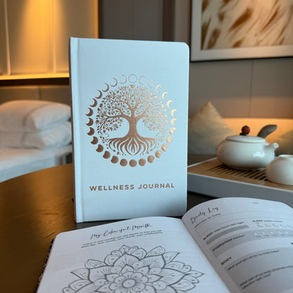 White Wellness Journal - 120 pages - Rose Gold Tree of Life – detail view