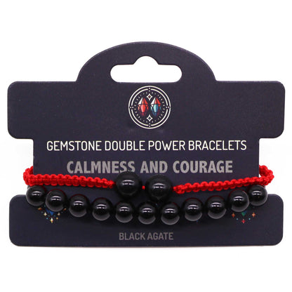Gemstone Double Power Bracelets- Black Agate | Auro & Co