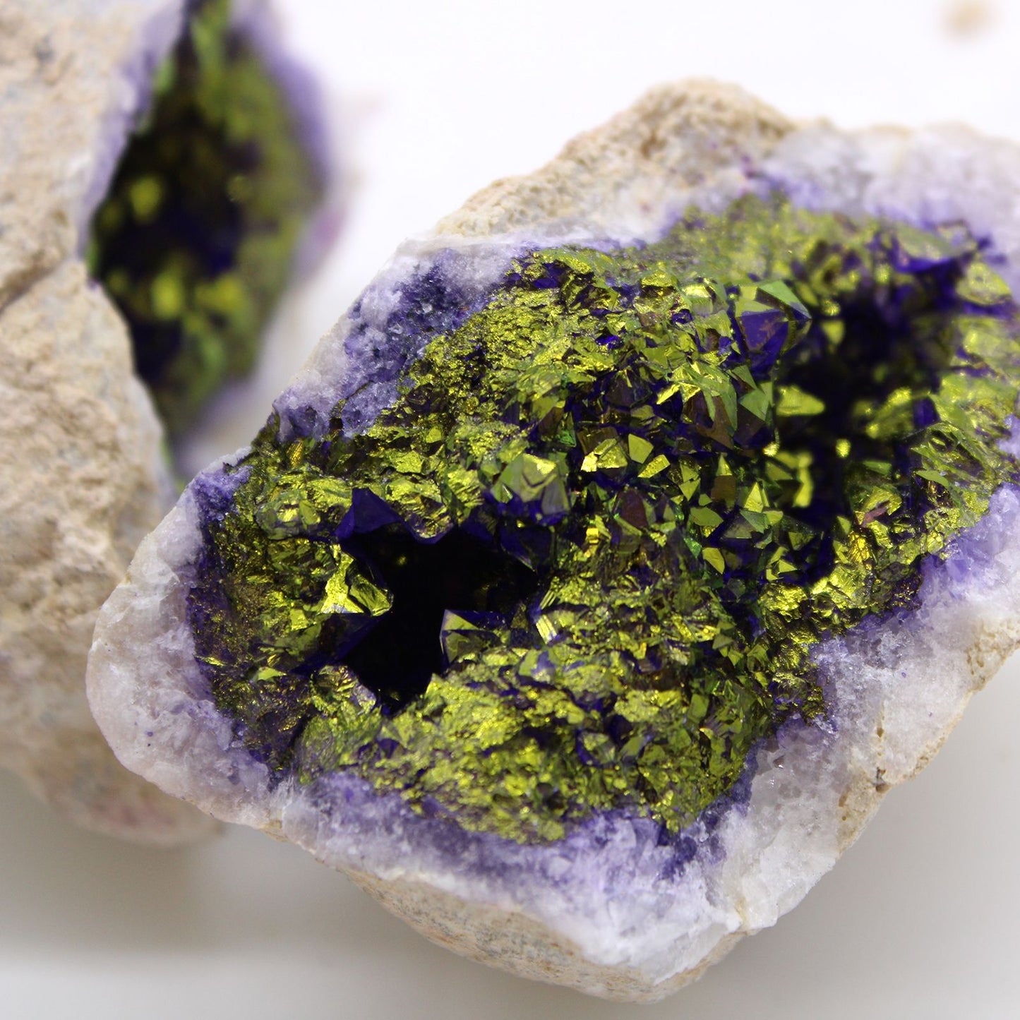 Coloured Calsite Geodes - Natural Rock - Purple & Gold – lifestyle shot