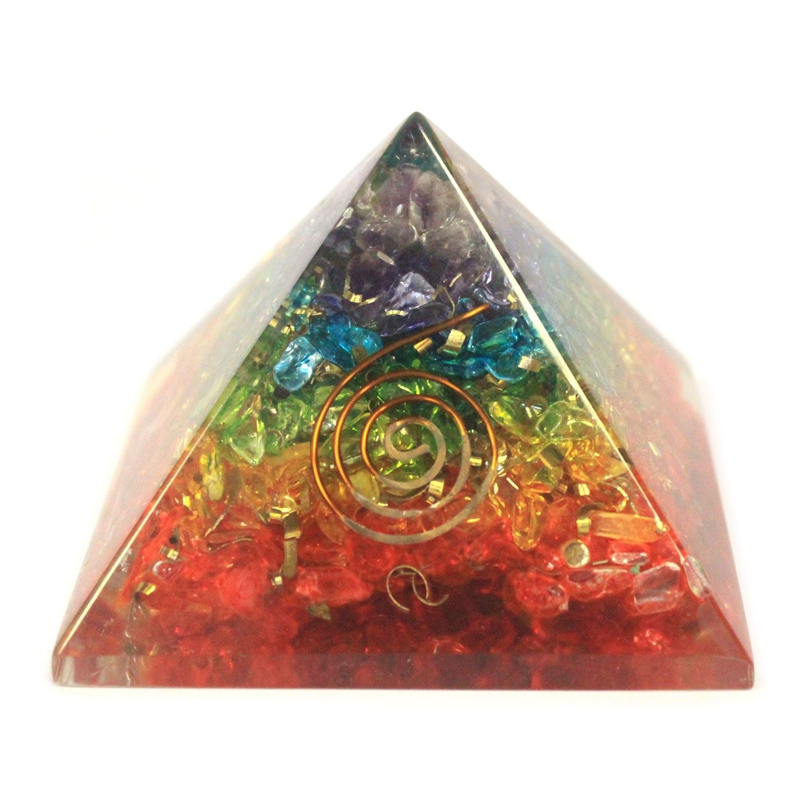 Lrg Orgonite Pyramid 70mm - Chakra Gemchips | Auro & Co