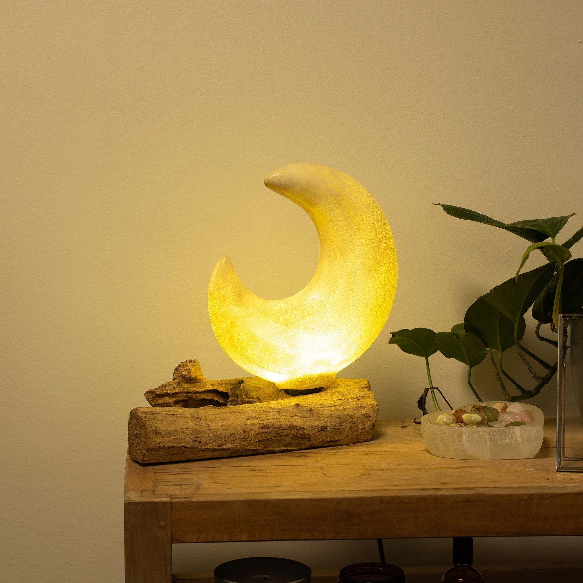 DriftGlow Lamp Crackle Half Moon Shade - Grey – product image 6