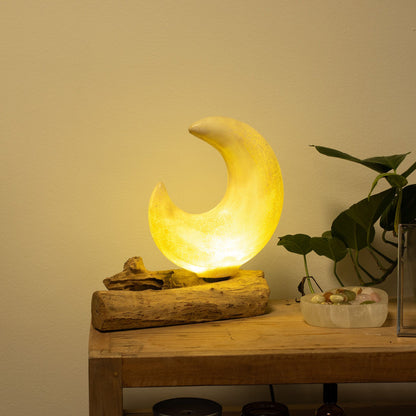 DriftGlow Lamp Crackle Half Moon Shade - Grey – product image 6