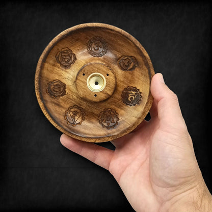 Seven Chakra Mango Wood Incense Disc