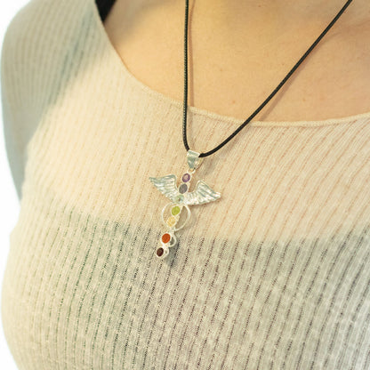 Indian Devotional Pendant - Silver Plated (45cm Cord)- Angel Chakra – product image 6