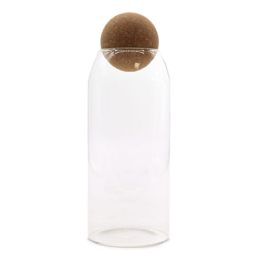 Minimalist Cork-Ball Clear Glass Jar – 20cm