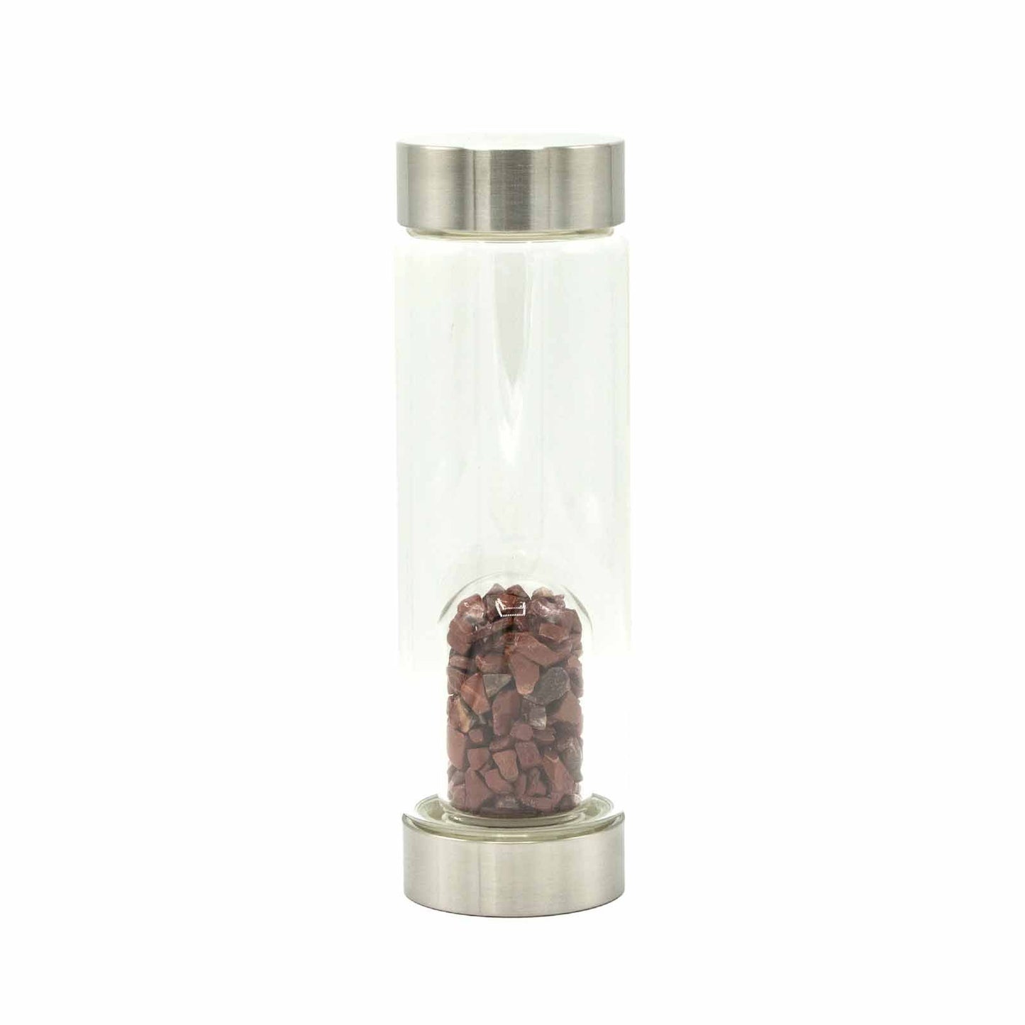 Crystal Infused Glass Water Bottle - Invigorating Red Jasper - Chips | Auro & Co
