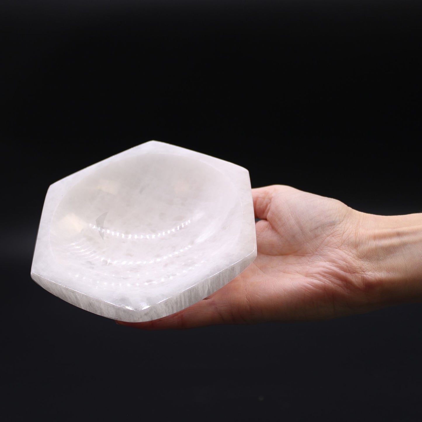Selenite Hex Bowl - 15cm – lifestyle shot