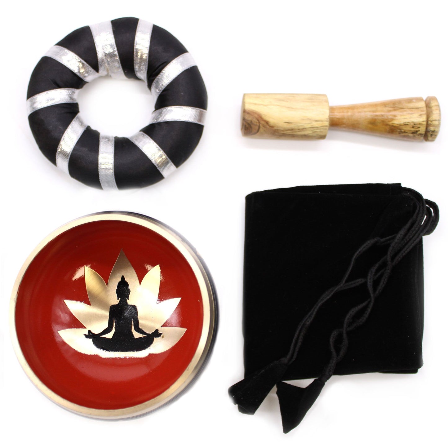 Buddha Singing Bowl Set- Black/Orange 10.7cm | Auro & Co