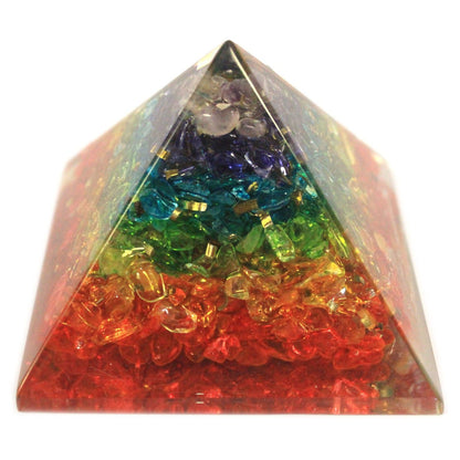 Lrg Orgonite Pyramid 70mm - Chakra Gemchips – detail view