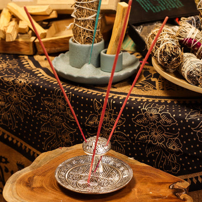Mushroom Plate Incense Holder, Silver Effect Aluminium, 10cm