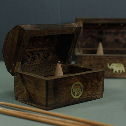 Mini Incense Cone Smoke Box - Mango Wood – packaging