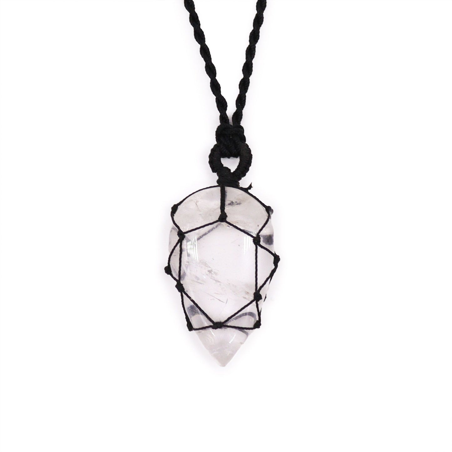 Laced Gemstone Teardrop Pendant - Rock Quartz | Auro & Co