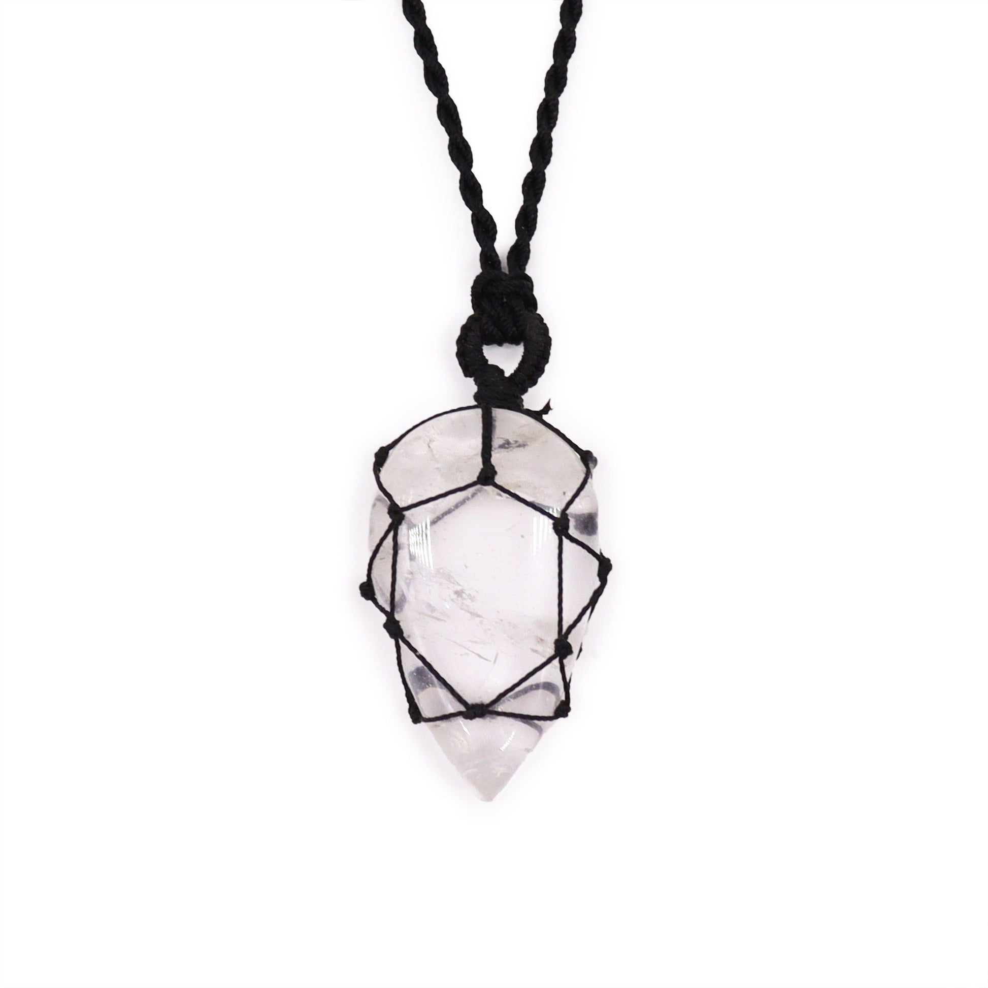 Laced Gemstone Teardrop Pendant - Rock Quartz | Auro & Co