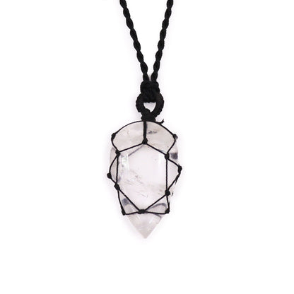 Laced Gemstone Teardrop Pendant - Rock Quartz | Auro & Co
