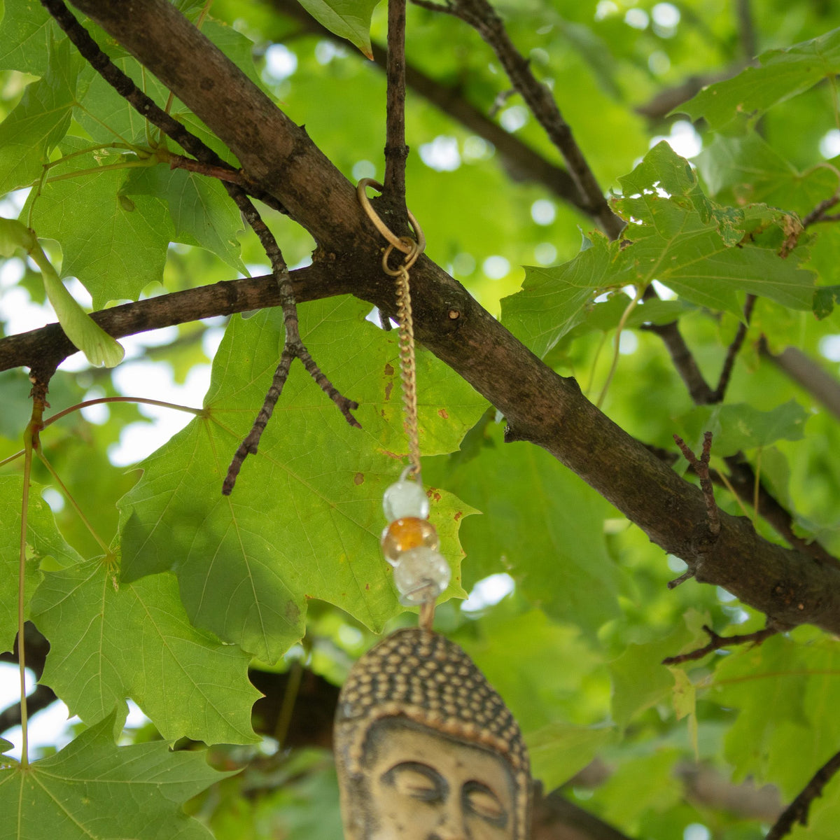 Buddha Brass Bell Chime, Large, 5 Bells