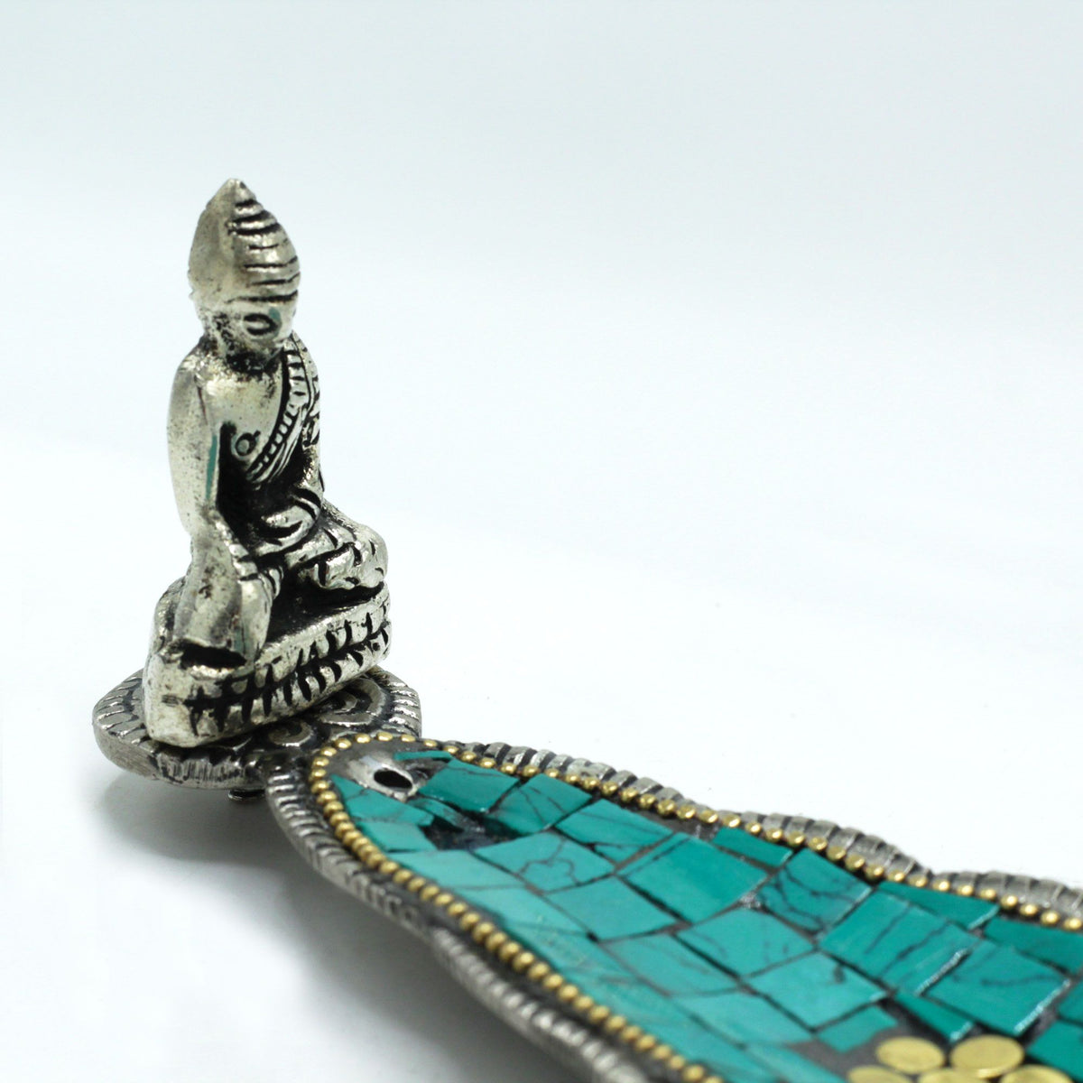 Buddha Ceramic Mosaic Incense Holder - Long Leaf