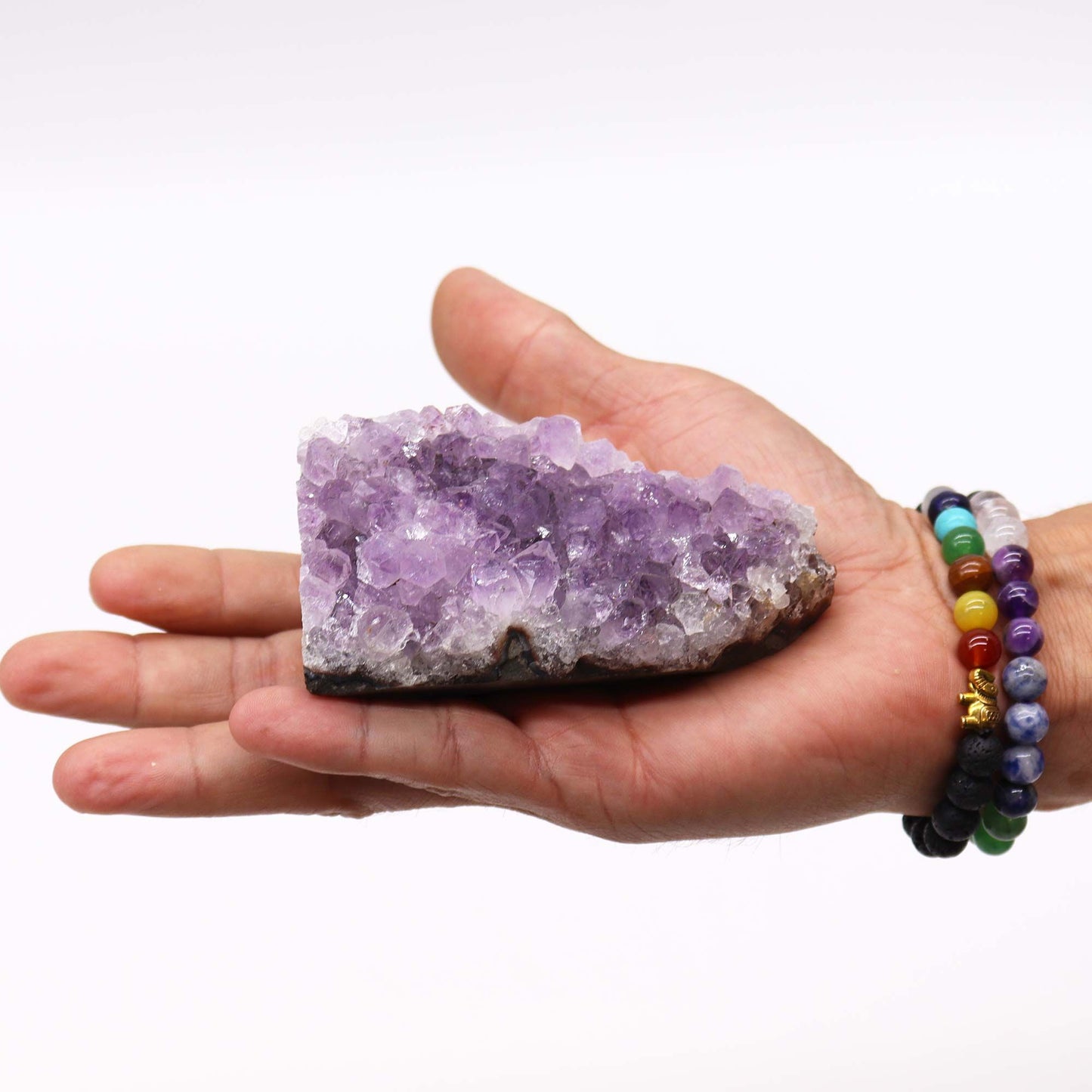 Medium Natural High Grade Amethyst Standing Cluster (approx 350-450gms 7.5-10cm) – lifestyle shot