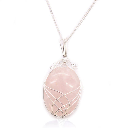 Swirl Wrapped Gemstone Necklace - Rose Quartz | Auro & Co