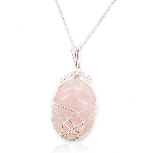 Swirl Wrapped Gemstone Necklace - Rose Quartz | Auro & Co