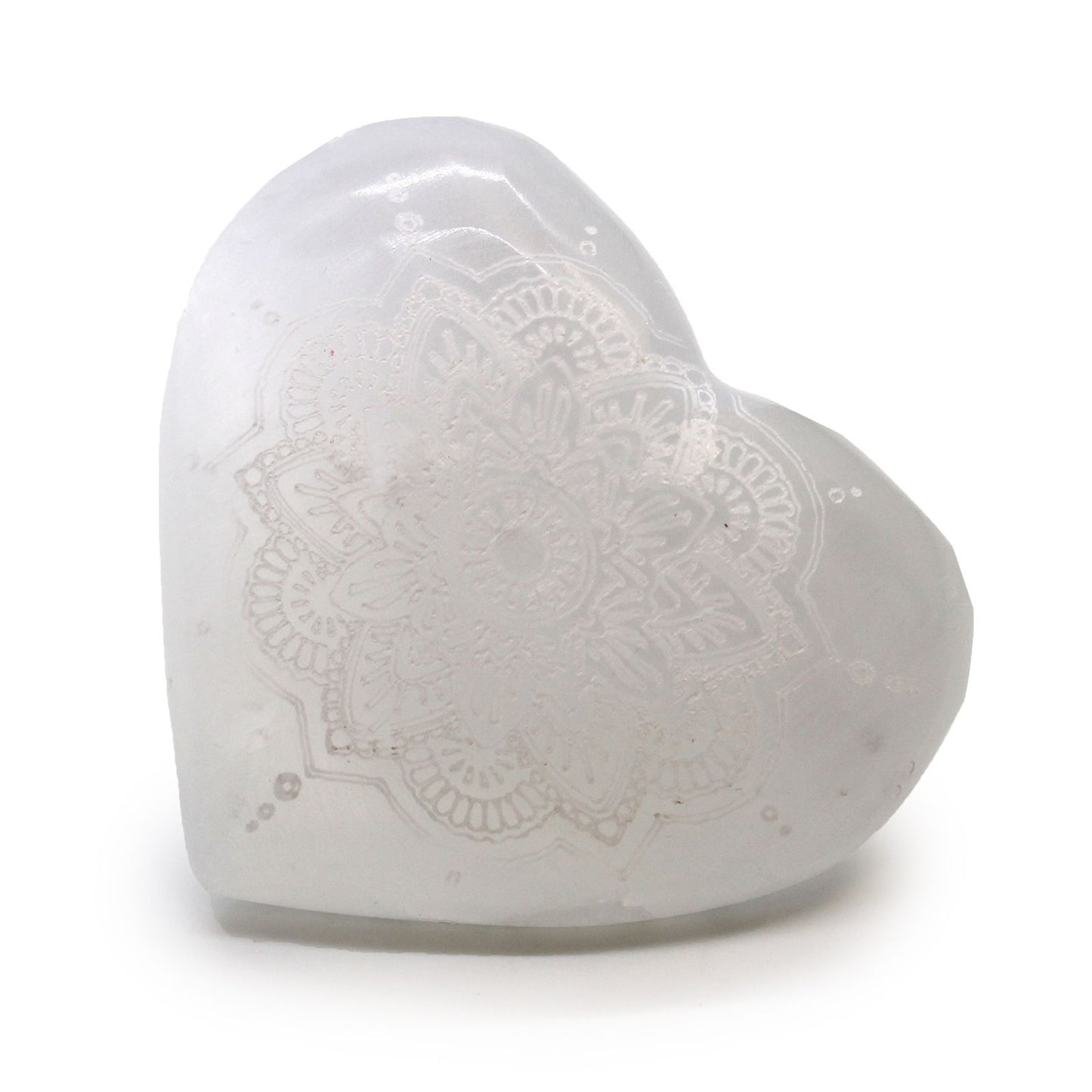 Selenite Heart - 7-8cm - Mandala Engraved | Auro & Co