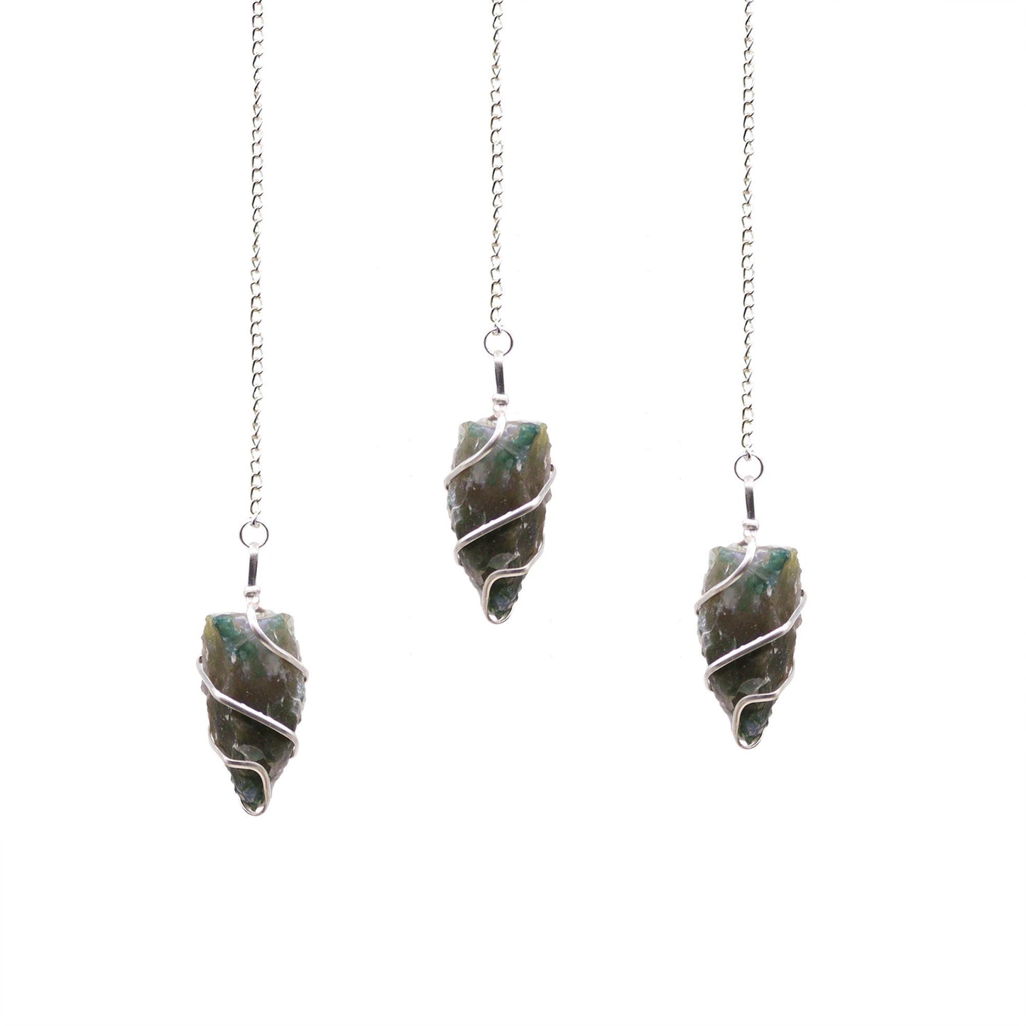 Raw Gemstone Pendulum - Moss Agate | Auro & Co