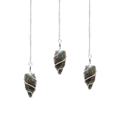Raw Gemstone Pendulum - Moss Agate | Auro & Co