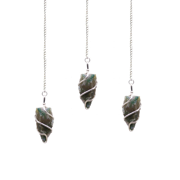 Raw Gemstone Pendulum - Moss Agate | Auro & Co