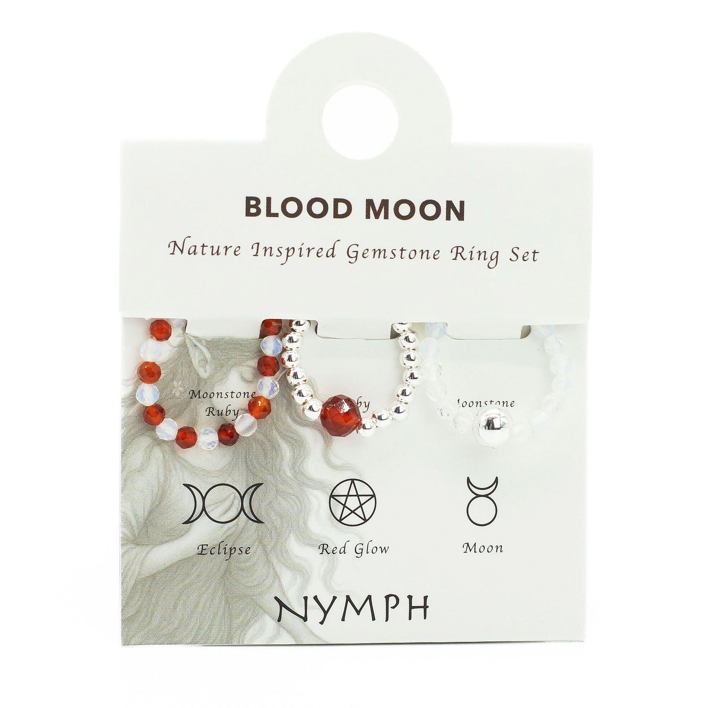 Nymph Spirit Gemstone Ring Set - Blood Moon – packaging