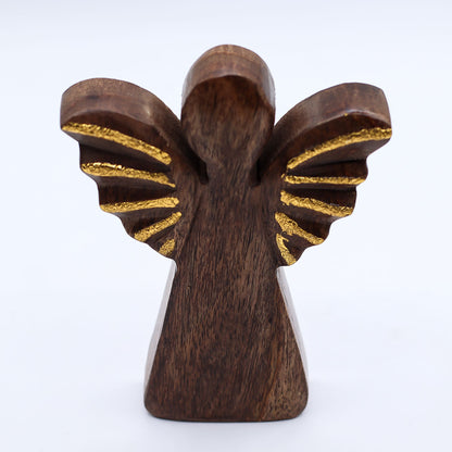 Medium Mango Wood Angel - Gold Decor – product image 6