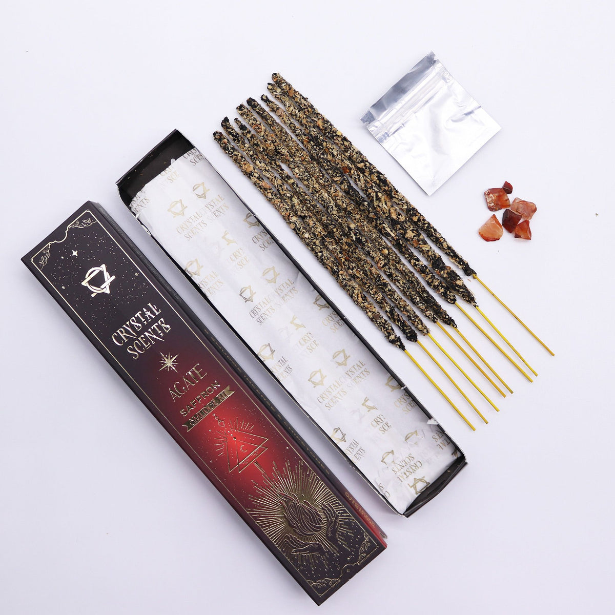 Saffron Red Agate Crystal Scents Smudge Incense
