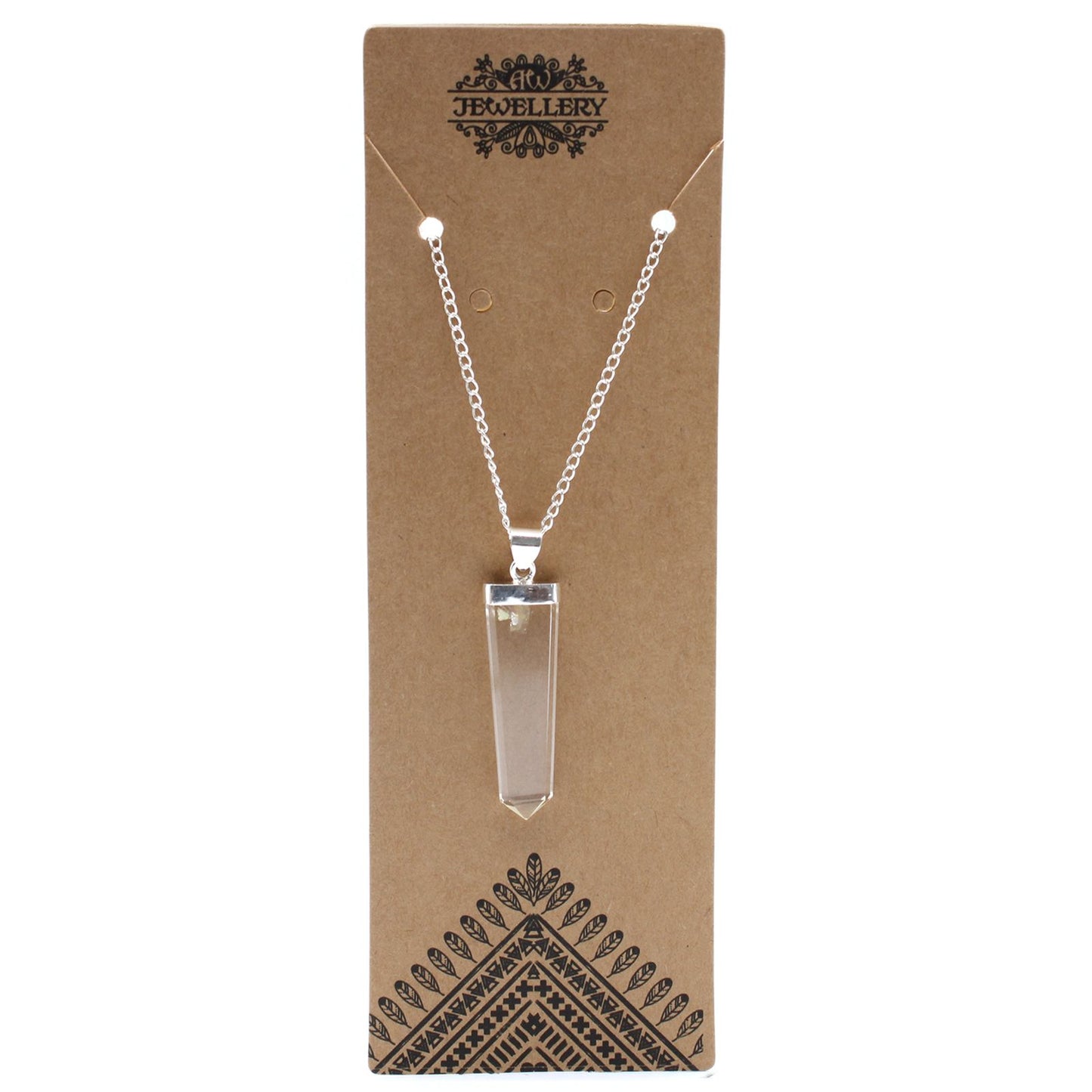 Gemstone Flat Pencil Pendant - Rock Quartz – detail view