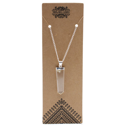 Gemstone Flat Pencil Pendant - Rock Quartz – detail view
