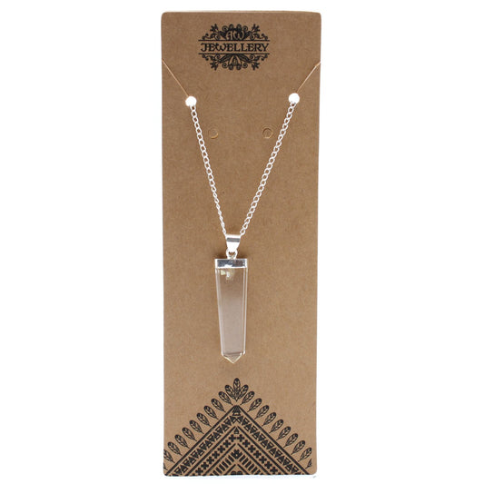Gemstone Flat Pencil Pendant - Rock Quartz – detail view