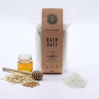 Greenman Rituals Oat & Honey Epsom Bath Salt – Spa Relax Blend – packaging