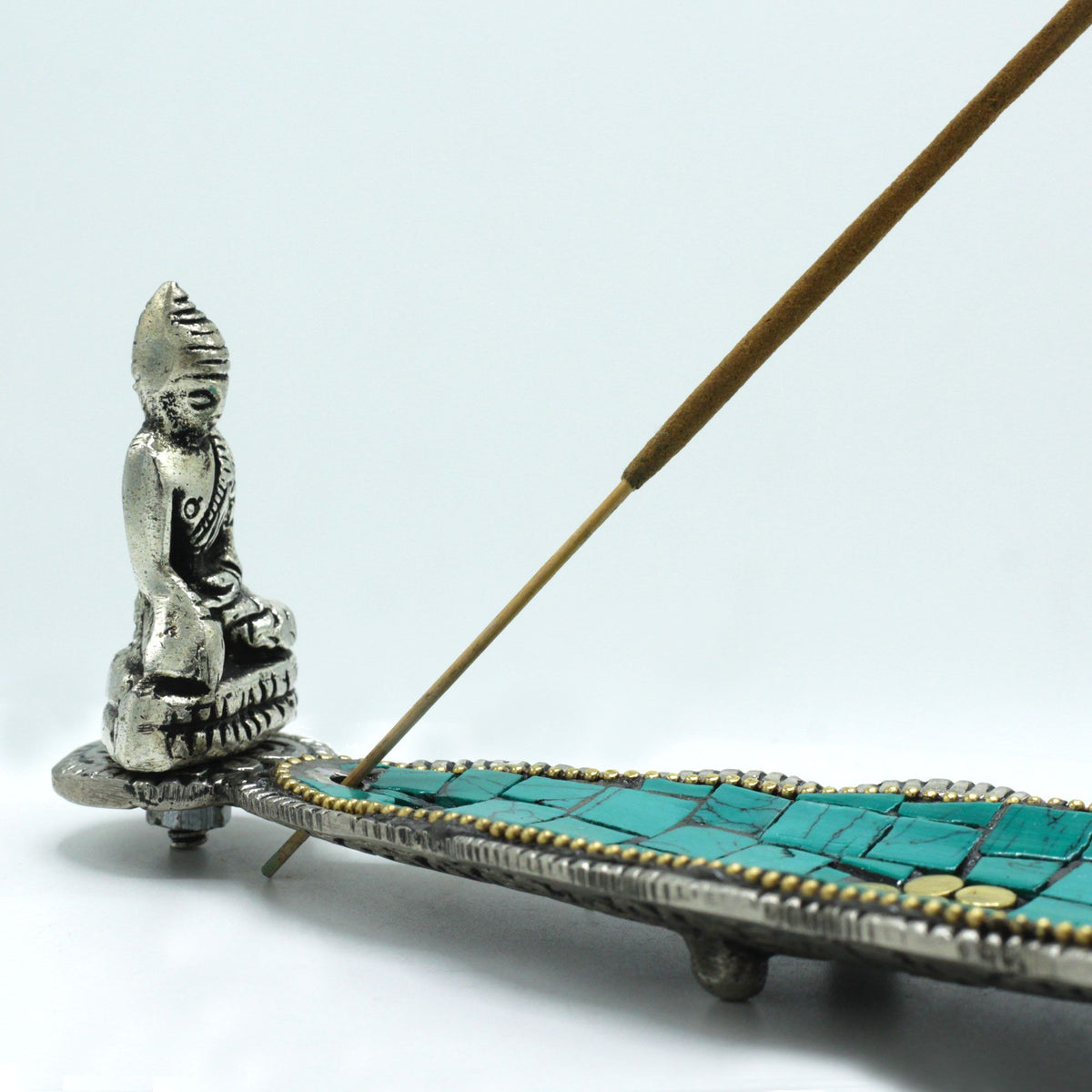 Buddha Ceramic Mosaic Incense Holder - Long Leaf