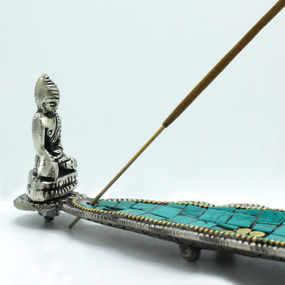 Buddha Ceramic Mosaic Incense Holder - Long Leaf